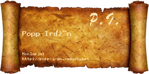 Popp Irén névjegykártya